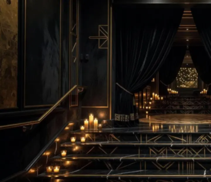 Svíčkami nasvícený vstup do luxusní restaurace Czech Palace