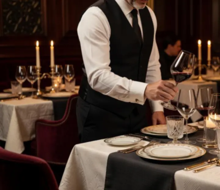 Luxusně prostřený stůl s vínem doporučeným someliérem k degustačnímu menu