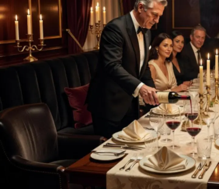 Privátní vinná degustace se someliérem a hosty u elegantně prostřeného stolu